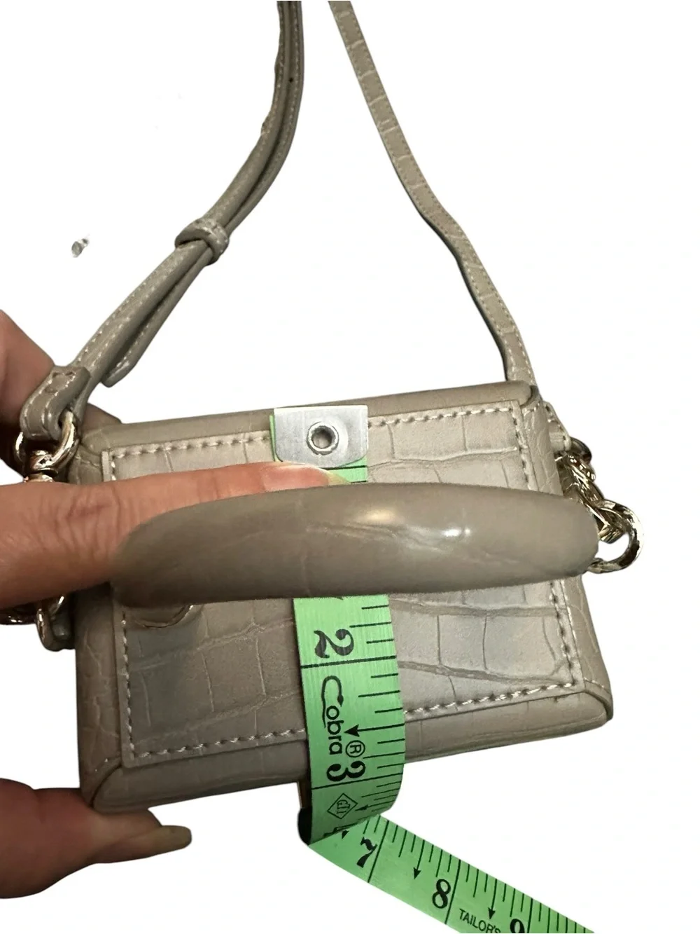 Charles & Keith Sculptural croc embossed Mini Crossbody Bag Gray Rare
